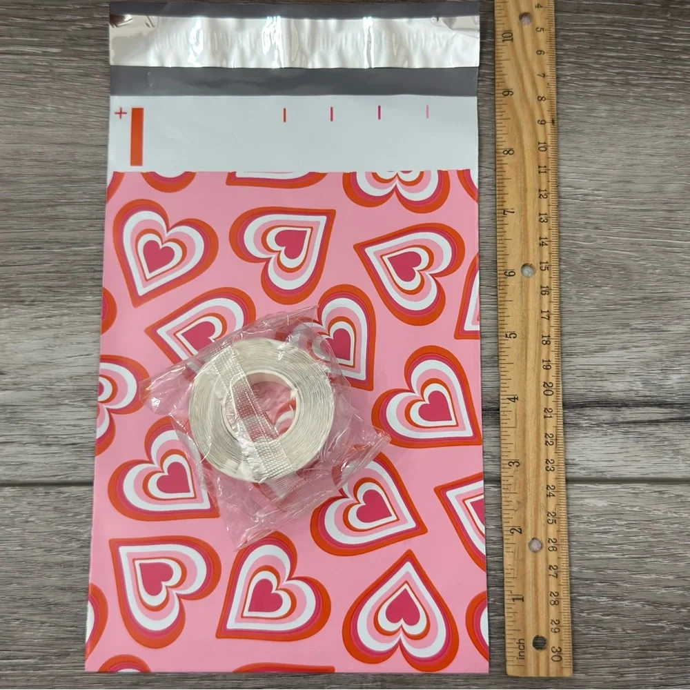 6x9 Poly Mailers 25pc Pink Love Heart Shipping Bags free thank you stickers